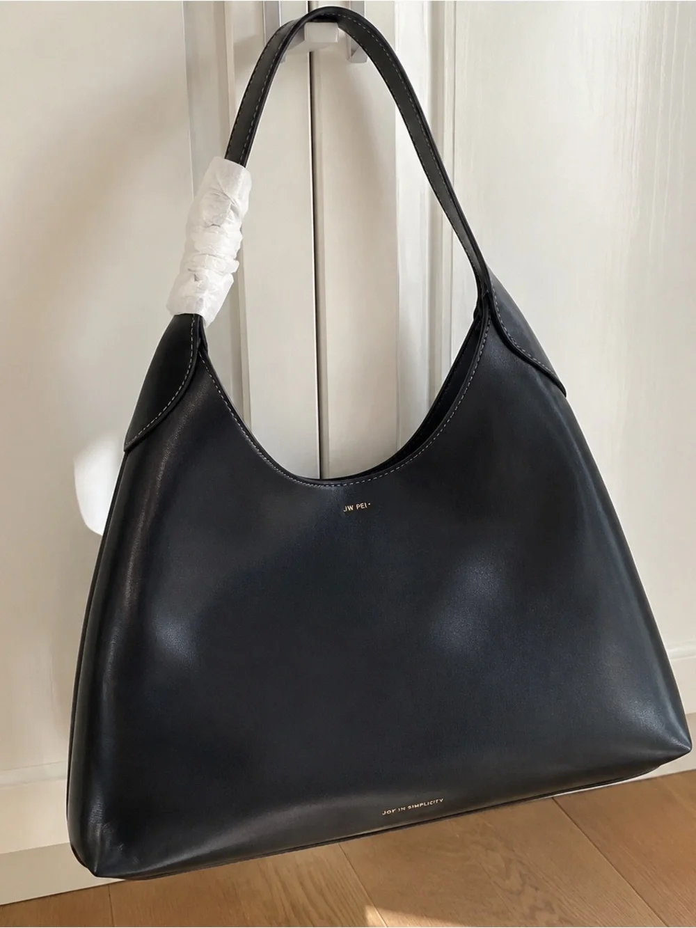 Coach Black Leather Shoulder Hobo with Gold Logo